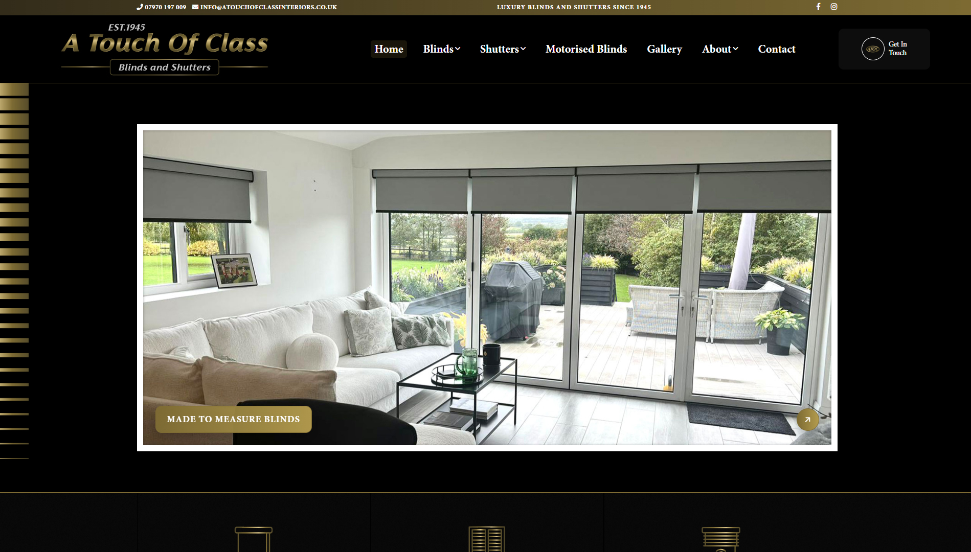 A Touch of Class Interiors website homepage screenshot