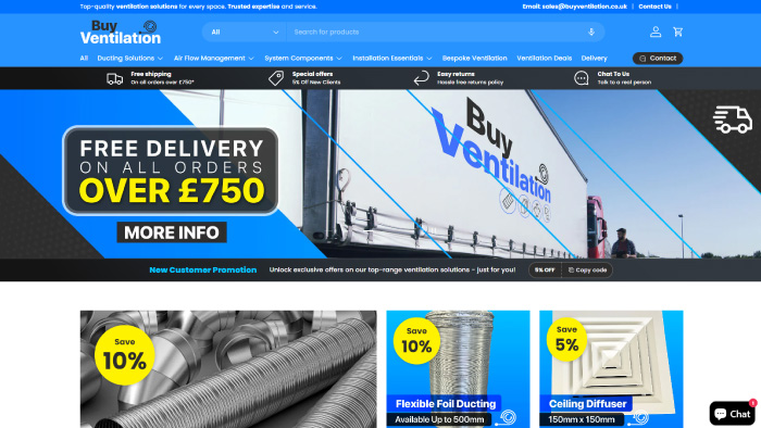 Buy Ventilation website homepage screenshot
