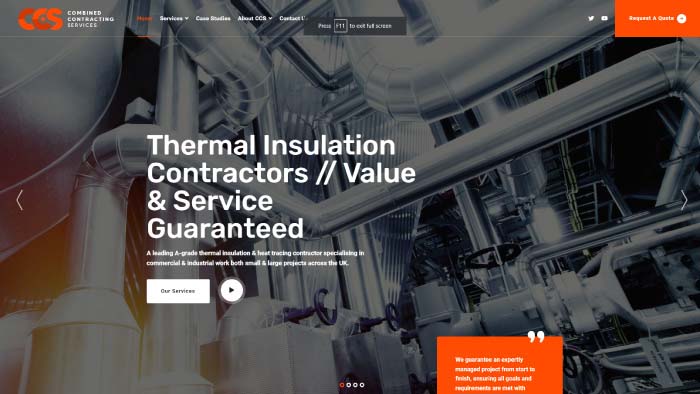 Combined Contracting website homepage screenshot