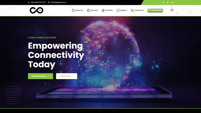ConnX website homepage screenshot
