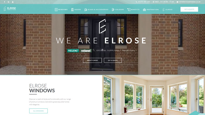 Elrose Windows website homepage screenshot
