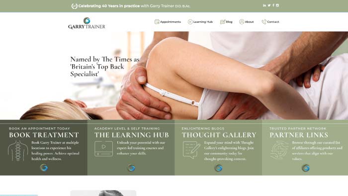 Garry Trainer website homepage screenshot