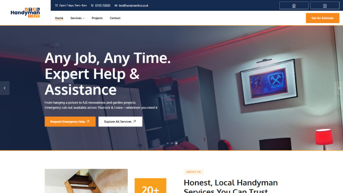Handyman First website homepage screenshot