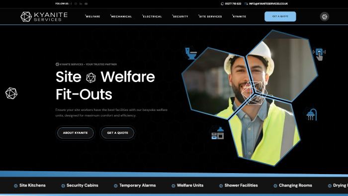 Kyanite Services website homepage screenshot