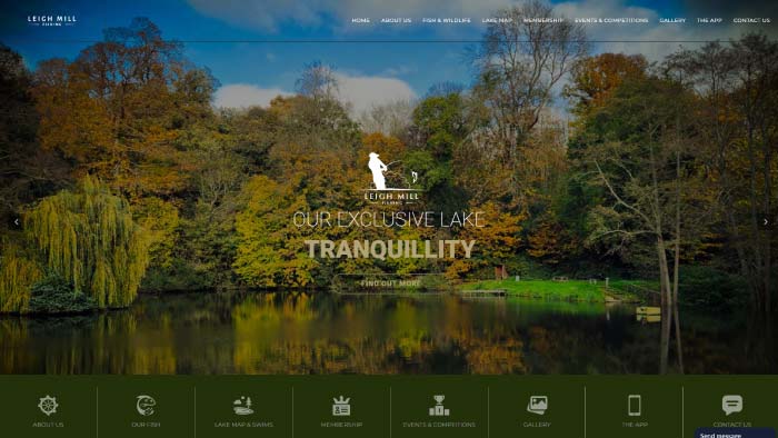 Leigh Mill Fishing website homepage screenshot