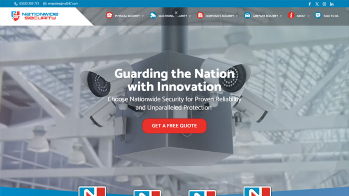 Nationwide Security website homepage screenshot