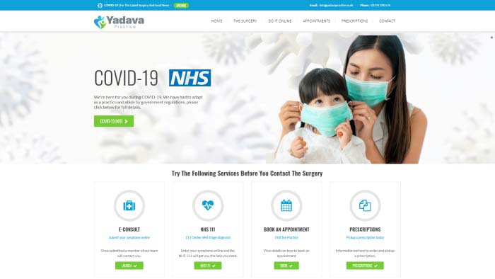 NHS Yadava Practice website homepage screenshot