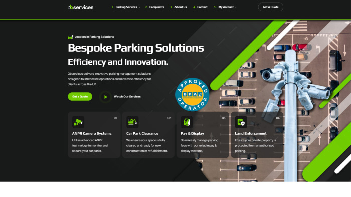 OB Services website homepage screenshot