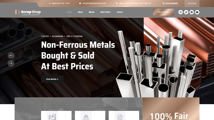 ScrapShop website homepage screenshot