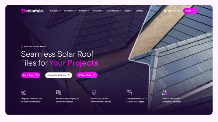 SolarTyle website homepage screenshot