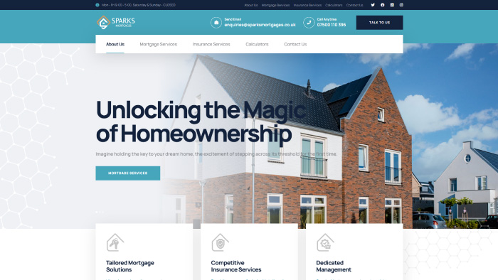 Sparks Mortgages website homepage screenshot