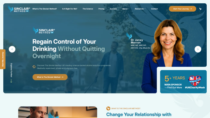 The Sinclair Method UK website homepage screenshot