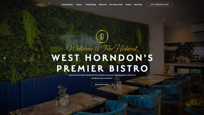 The Hideout website homepage screenshot