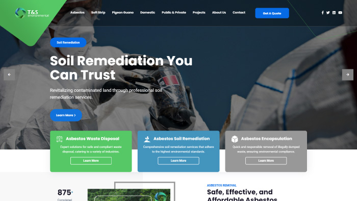 T&S Environmental website homepage screenshot