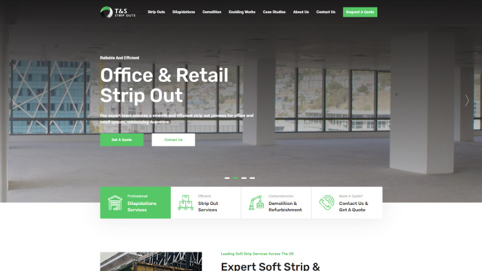T&S Environmental Soft Strip website homepage screenshot