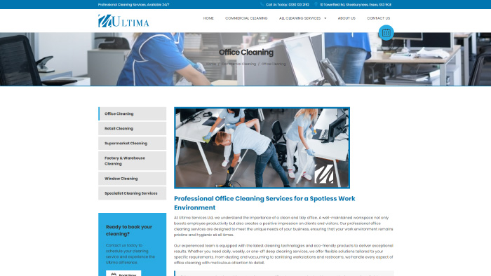 Ultima Services website homepage screenshot