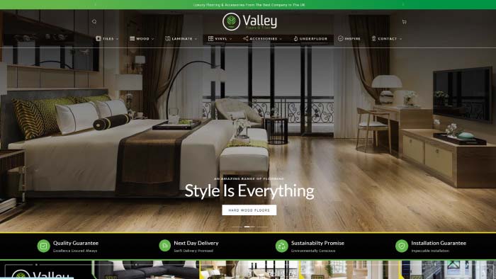 Valley Floors website homepage screenshot