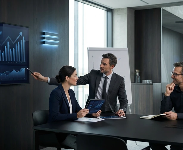Marketing team reviewing campaign performance and qualified demand