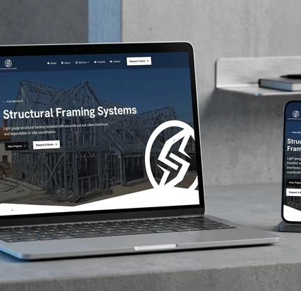 SLB Contracts website shown on laptop and phone mockups