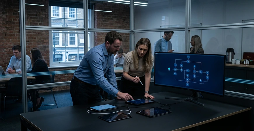 Relay connected workflow visual